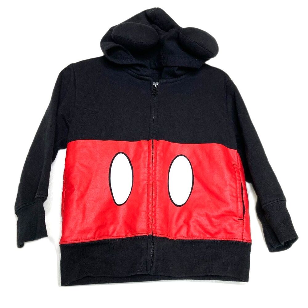 Disney Boys Mickey Mouse Full Zip Hoodie Sweatshirt Multicolor Ears Eyes Tail 3T